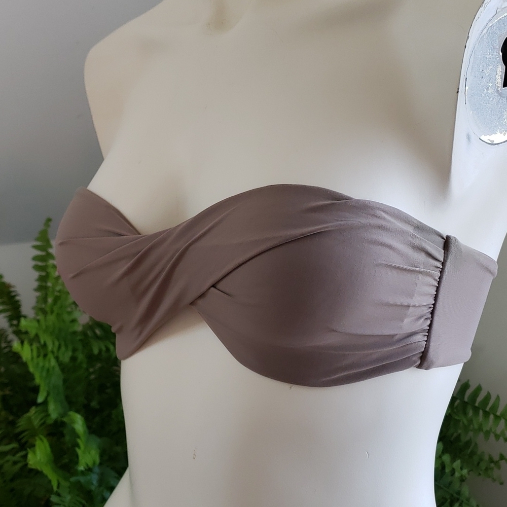L*Space Color Blocked Neo Bandeau Bikini Top Taupe - Picture 6 of 10